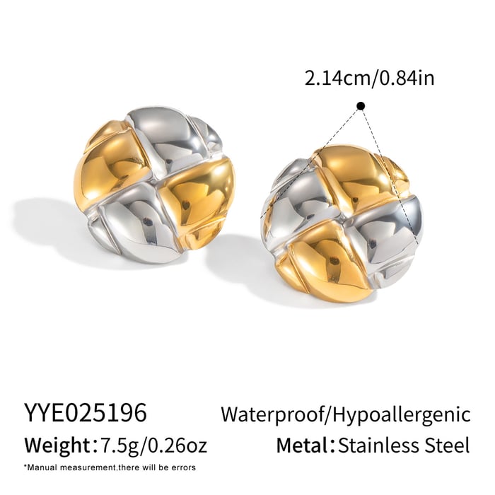 1 Pair Stainless Steel Mixed Color Stud Earrings