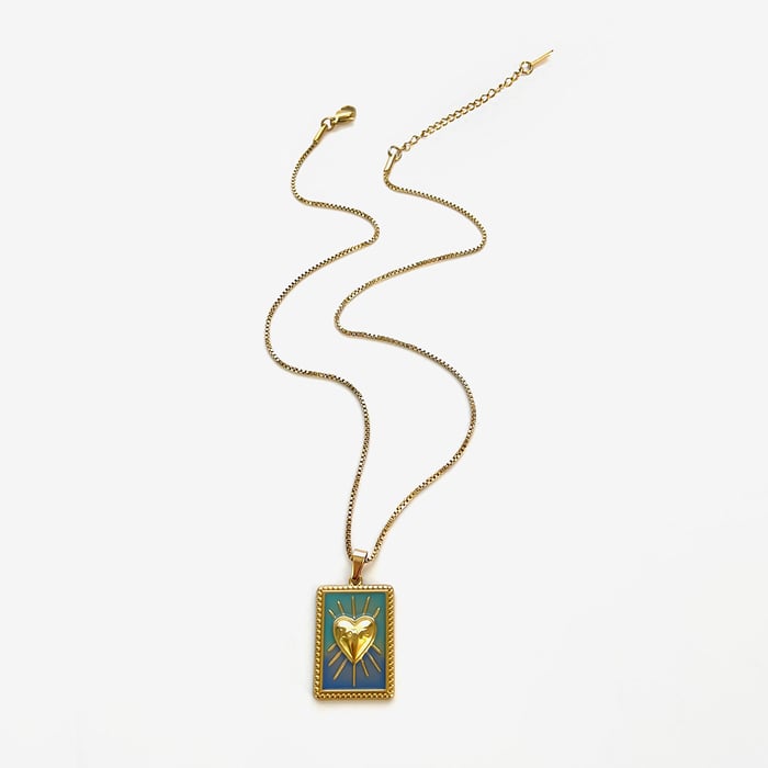 1 Piece Heart Tarot Stainless Steel Pendant Necklace