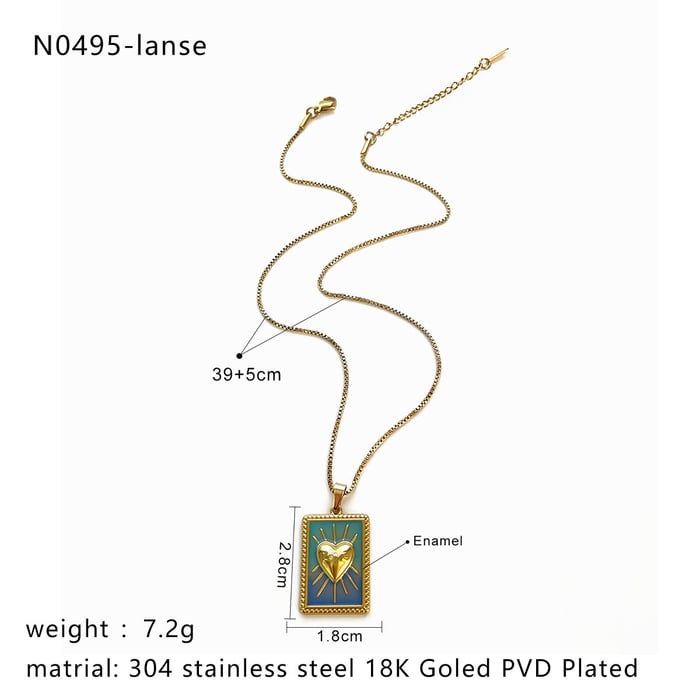 1 Piece Heart Tarot Stainless Steel Pendant Necklace h5Picture2