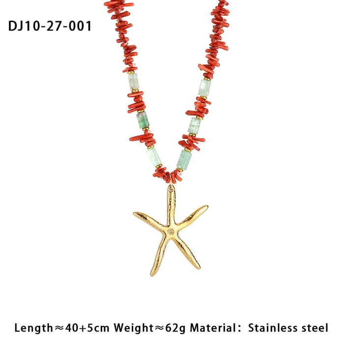 1 Piece Star Stainless Steel Gold Color Natural Stone Women's Pendant Necklaces h5Picture2