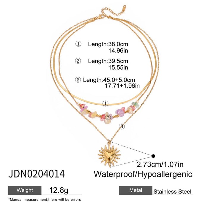 1 Piece Elegant Sun Stainless Steel Gold Color Women's Layered Necklaces h5Picture2