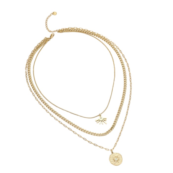 Luxurious  Elegant Sun Stainless Steel Gold Color Women's Layered Necklaces h5Picture5