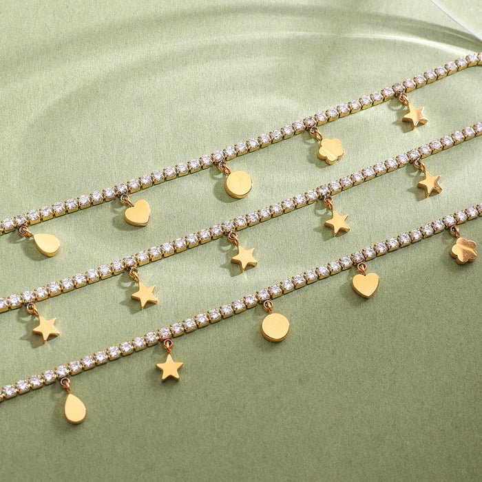 1 Piece Shining Star Stainless Steel Gold Color Women's Pendant Necklaces h5Picture8