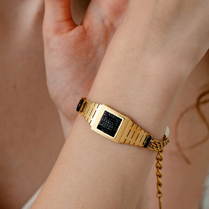 Pulseras de acero inoxidable para mujer con diseño geométrico clásico de la serie Simple h5Imagen3
