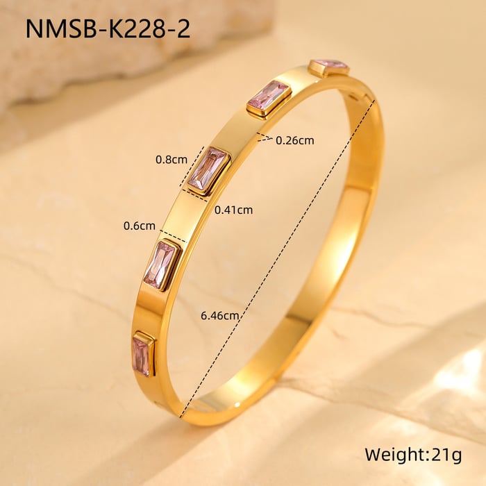 Luxurious Series Daily Geometric Stainless Steel Gold Color Women's Cuff Bracelets