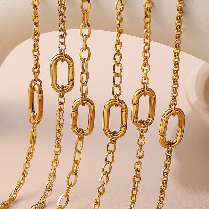 1 Piece Simple Stainless Steel Gold Color DIY Charm Bracelet h5Picture3