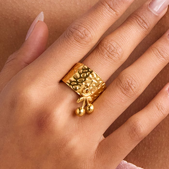 1 stuk romantische serie kersen roestvrij staal goudkleurige statement ringen h5Afbeelding4