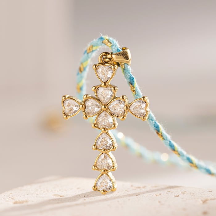 1 Piece Retro Cross Stainless Steel  Gold Color Pendant Necklaces Picture4
