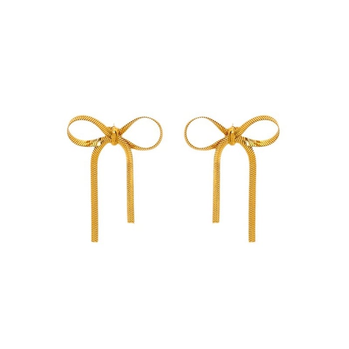 Pendientes de botón de acero inoxidable con lazo dulce y serie romántica para mujer h5Imagen5