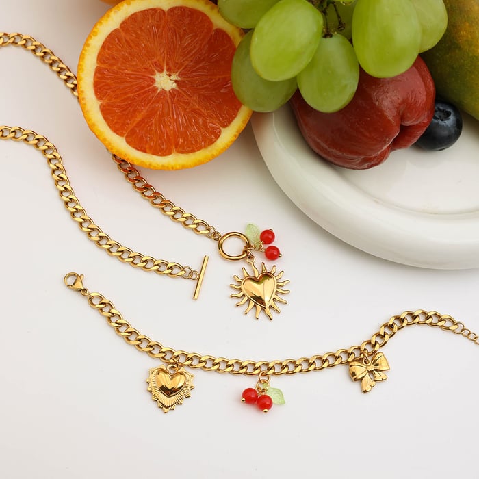 1 Piece Romantic Series Vacation Heart Stainless Steel Gold Color Women's Pendant Necklaces h5Picture8