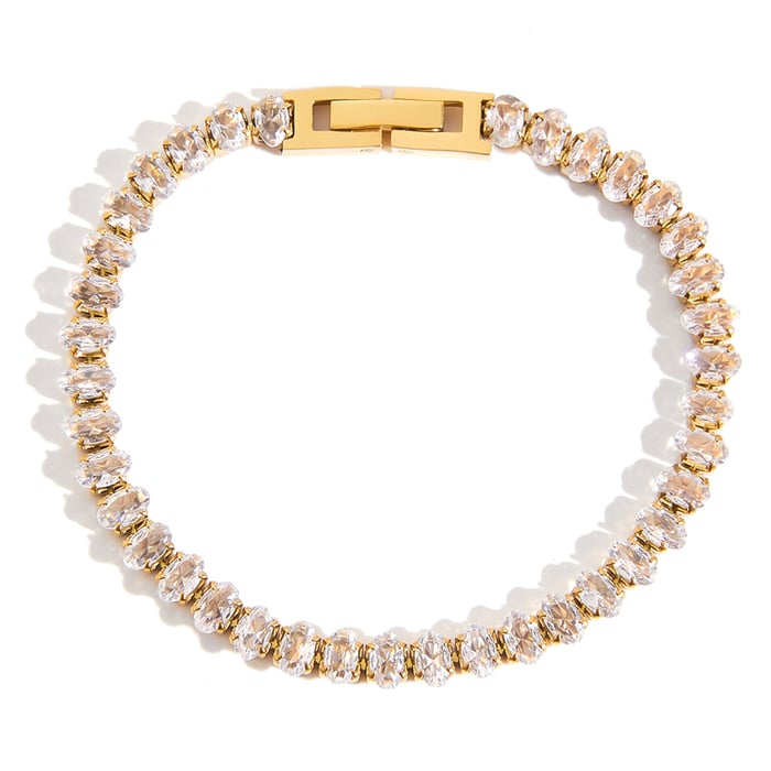 1 Piece Luxurious Series High-end Geometric Stainless Steel Gold Color Women's Chain Bracelets