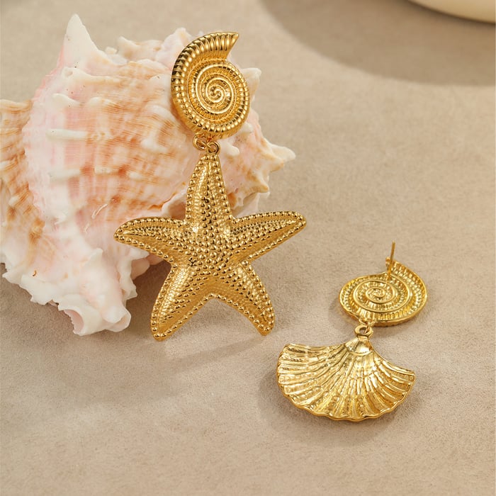 Vacation Turtle Stainless Steel  Gold Color  Women's Dangle Earrings h5Picture5