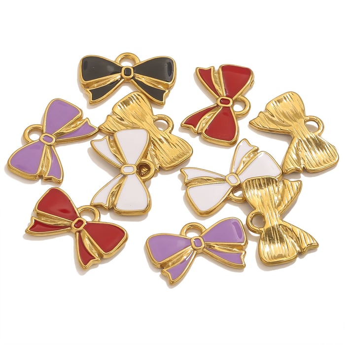 1 Piece DIY Bow Knot Stainless Steel Women's Pendants h5Picture4