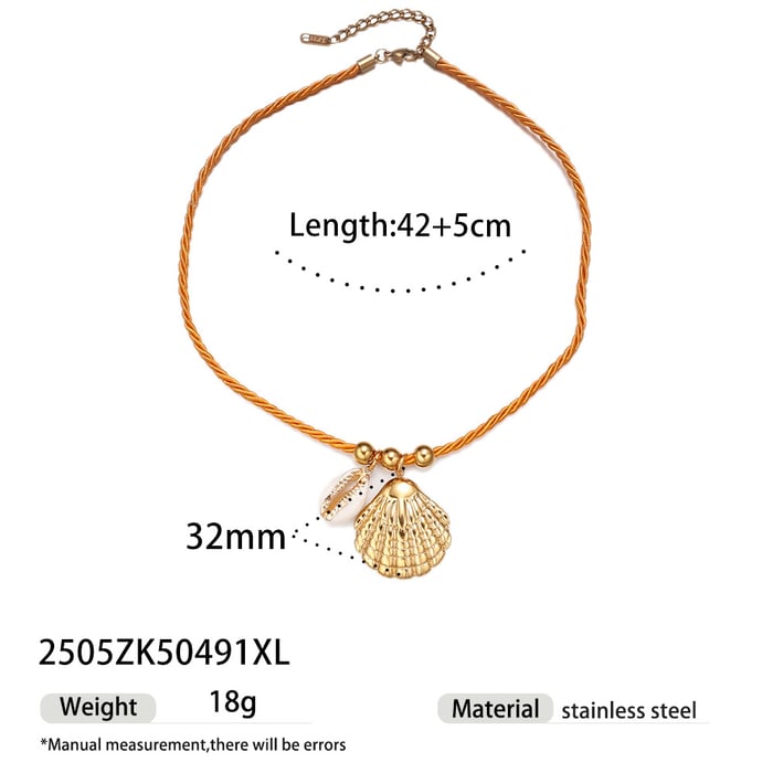 1 Piece Shell Stainless Steel Gold Color Pendant Necklaces