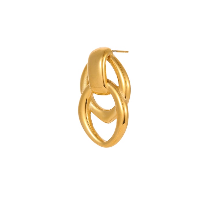Simple Series Daily Geometric Stainless Steel Gold Color Women's Hoop Earrings h5Picture5