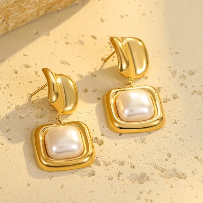 Luxurious Series Daily Flower Stainless Steel Women's Drop Earrings h5Picture4