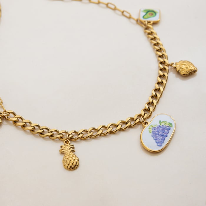 1 Stück romantische Früchte Edelstahl Gold Farbe Damen Anhänger Halsketten h5Bild6