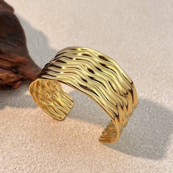 1 Piece Stainless Steel Gold Color Cuff Bracelet