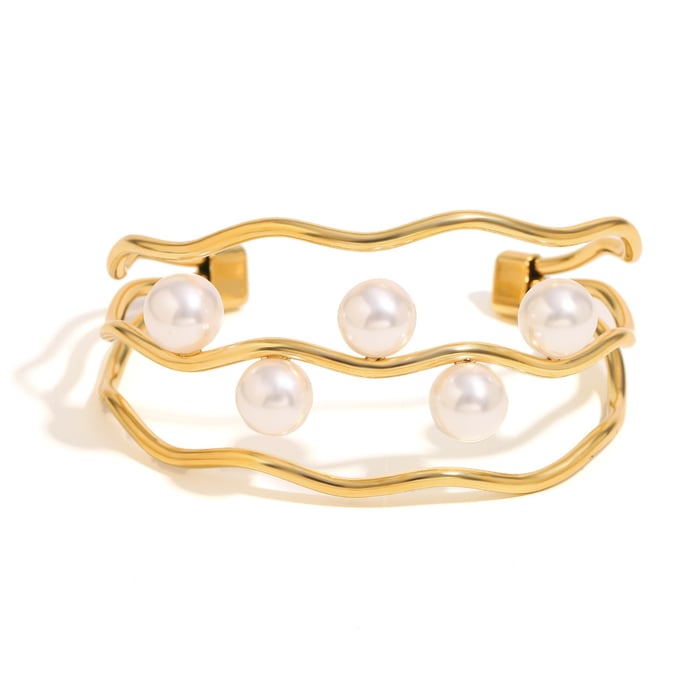 1 par de pulseras de acero inoxidable de color sólido elegantes de serie simple para mujer