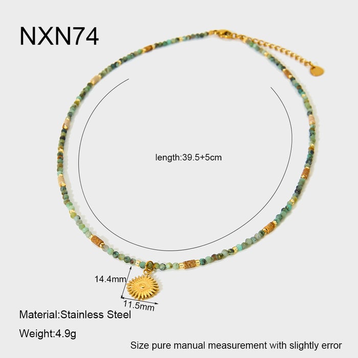 1 Piece Natural Stones Beaded Necklace
