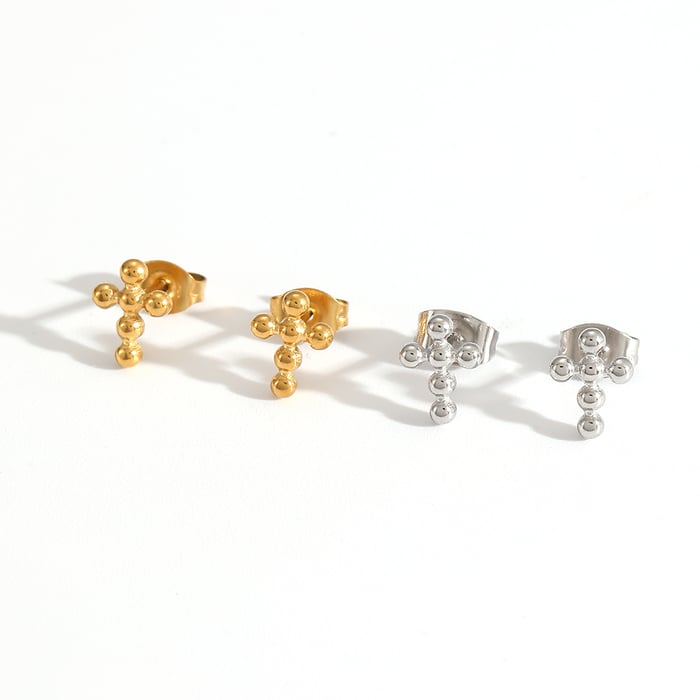 1 Pair Cross Stainless Steel Gold Color Stud Earrings Picture3