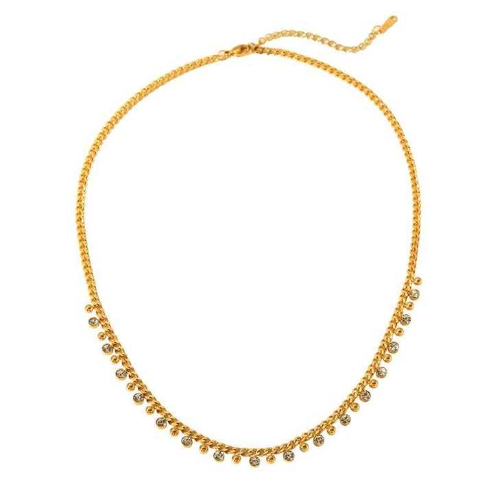 Collares colgantes de acero inoxidable color dorado con cadena diaria para mujer h5Imagen5