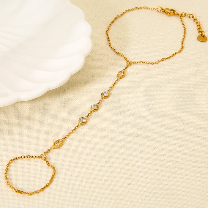 1 Stück Fingerarmband aus Edelstahl in Goldfarbe mit Zirkonia h5Bild3