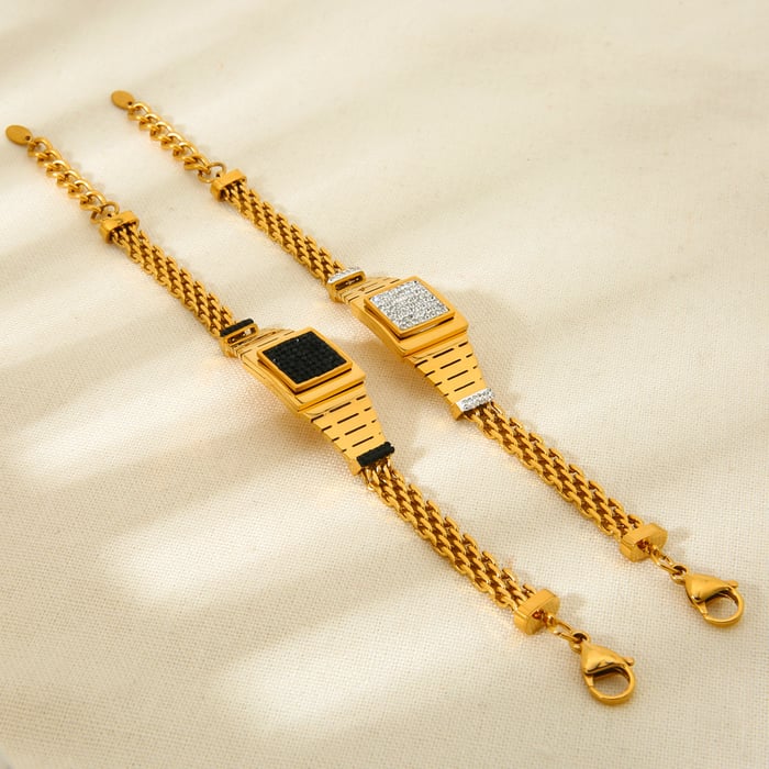 Pulseras de acero inoxidable para mujer con diseño geométrico clásico de la serie Simple h5Imagen4