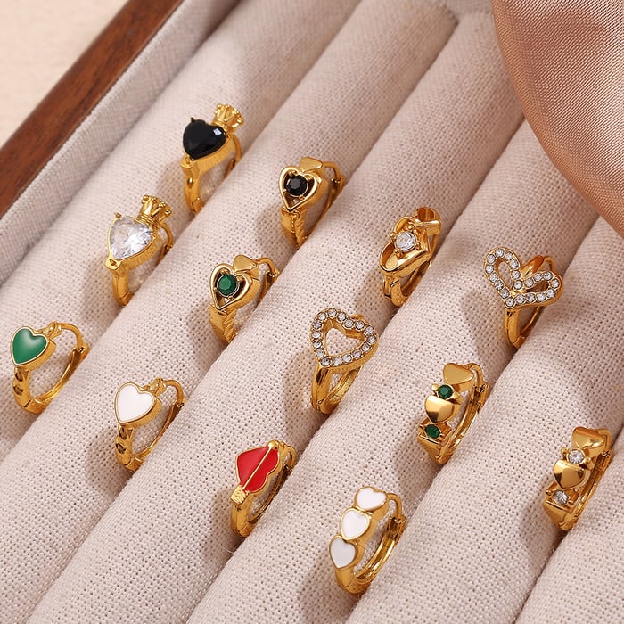 1 Pair Heart Stainless Steel  Gold Color Hoop Earrings h5Picture2