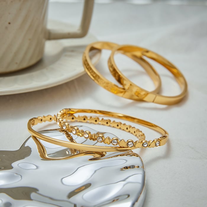 1 Piece Luxurious Series Elegant Butterfly Stainless Steel Gold Color Women's Bangles h5Picture5