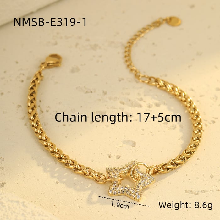 Sweet Geometric Stainless Steel Gold Color Women's Chain Bracelets