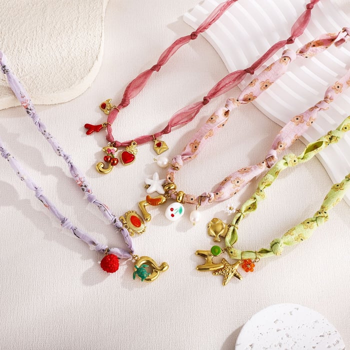 Collier pendentif en acier inoxydable pour femme, série romantique, motif lettre naturelle h5Image3