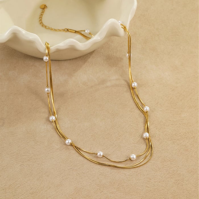 Elegant Stainless Steel Gold Color Women's Chain Necklaces h5Picture3