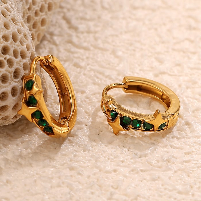 1 Pair Cross Stainless Steel Gold Color Hoop Earrings h5Picture3