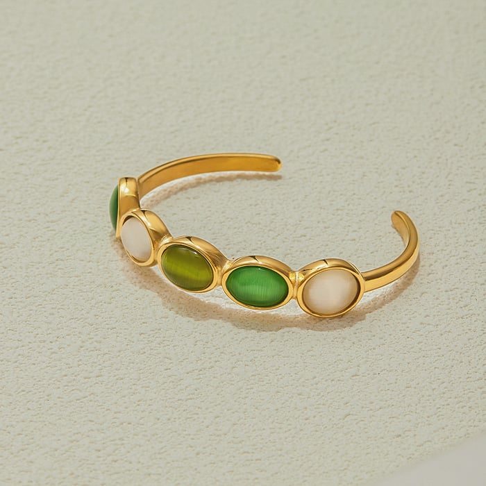 1 Piece Elegant Oval Stainless Steel Gold Color Women's Bangles h5Picture9