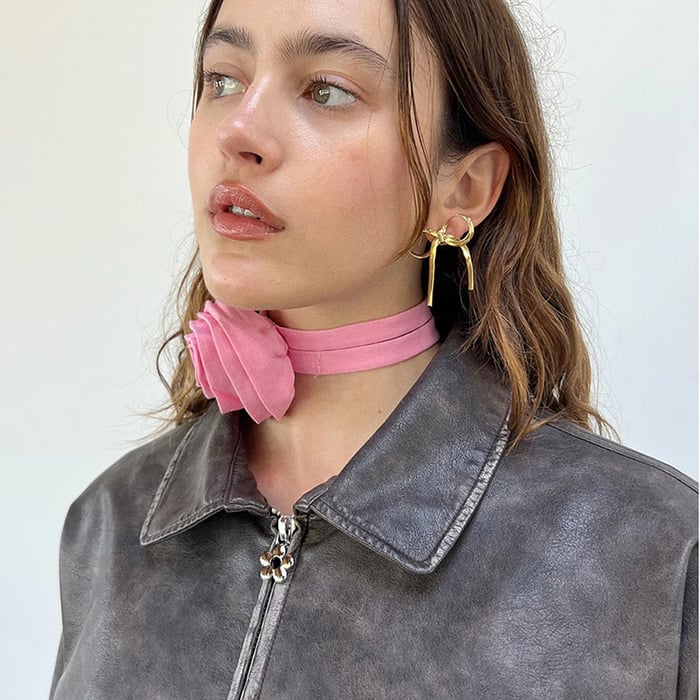 Pendientes de botón de acero inoxidable con lazo dulce y serie romántica para mujer h5Imagen3