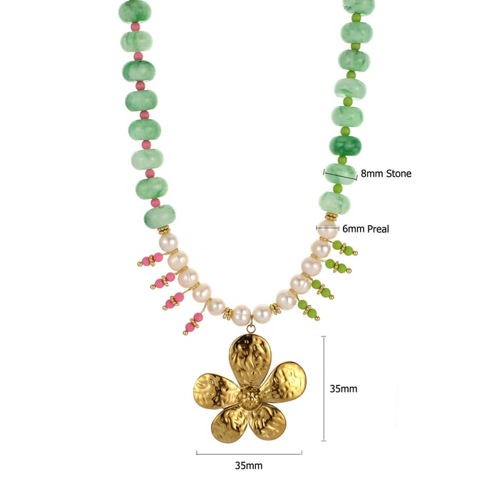 1 Piece Luxurious Series Retro Flower Beads Gold Color Women's Pendant Necklaces h5Picture2