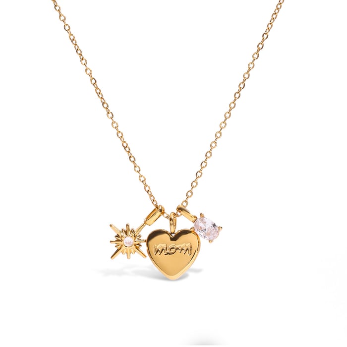 1 Piece Exquisite Heart Stainless Steel Gold Color Women's Pendant Necklaces