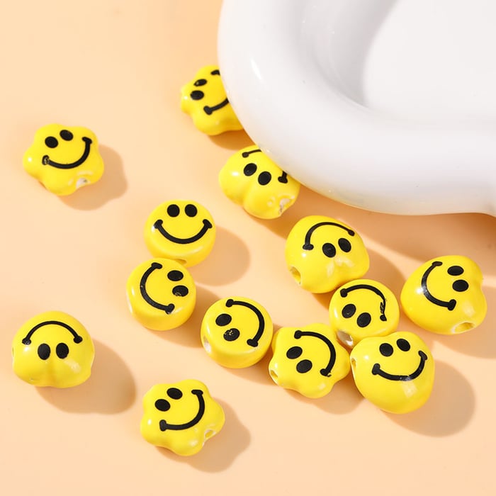 1 Piece Simple Series Cute Smiling Face Ceramics Jewelry Beads h5Picture3