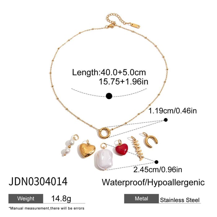 1 Piece DIY Series Vacation Heart Stainless Steel Gold Color Women's Pendant Necklaces h5Picture2