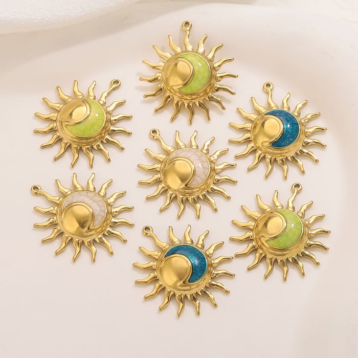 1 Piece Classic DIY Sun Stainless Steel Gold Color Women's Pendants h5Picture4