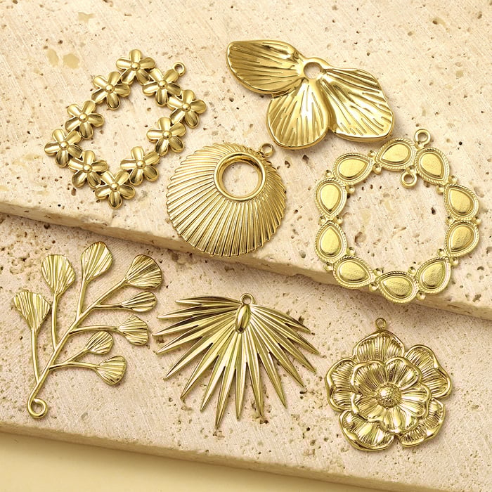 1 Piece Classic Series Daily Flower Stainless Steel Gold Color Women's Pendants h5Picture3