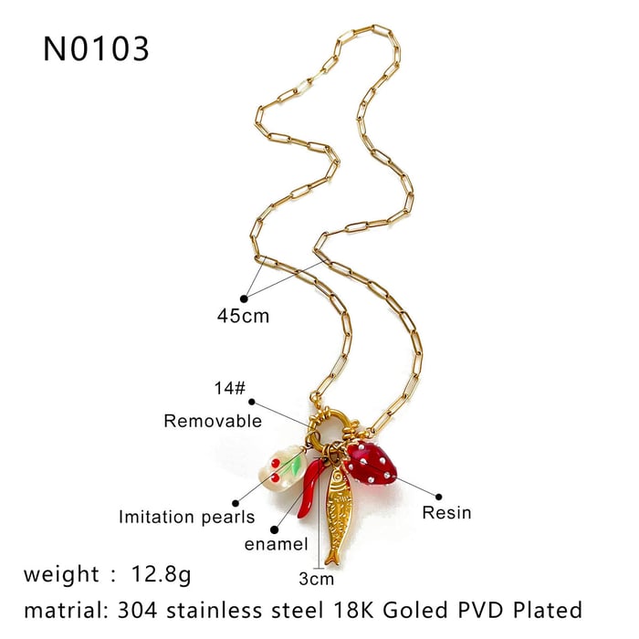 1 Piece Fruit Stainless Steel Gold Color Pendant Necklace