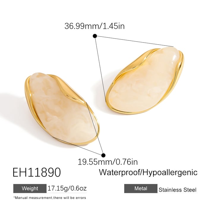 1 Pair Romantic Flower Stainless Steel  Gold Color Stud Earrings h5Picture2