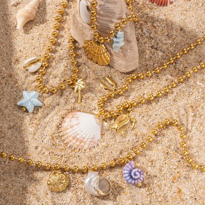 1 Piece Shell Stainless Steel Gold Color Pendant Necklaces h5Picture3