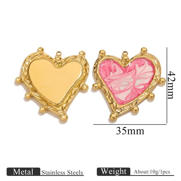 1 Piece Romantic Series DIY Heart Stainless Steel Women's Pendants