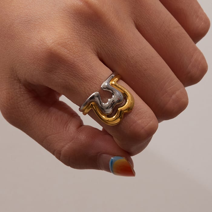 1 Piece Classic Geometric Stainless Steel Gold Color  Minimalist Rings h5Picture4