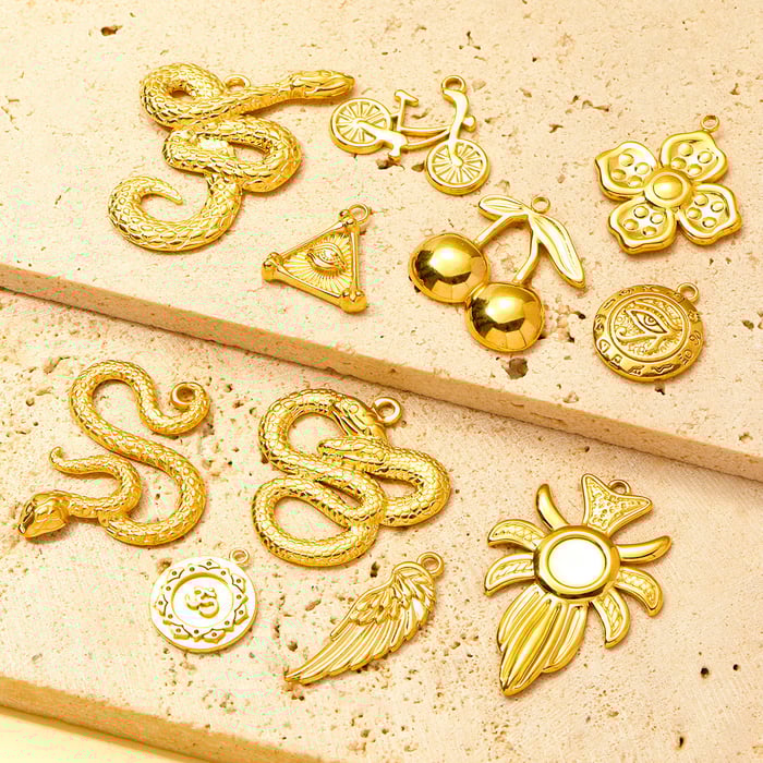 1 Piece Classic Series DIY Snake Stainless Steel Gold Color Women's Pendants h5Picture4