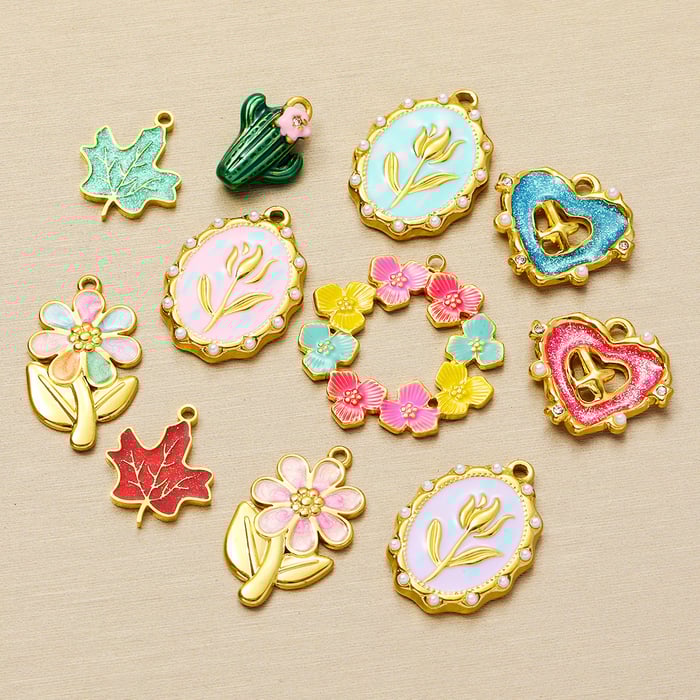 1 Piece Classic Series DIY Flower Stainless Steel Gold Color Women's Pendants h5Picture5