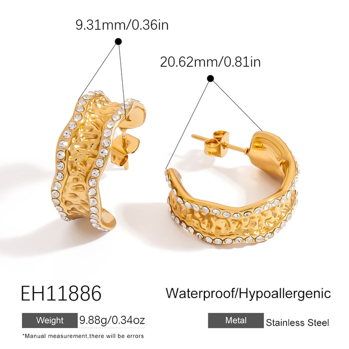 1 Pair Stainless Steel Gold Color Stud Earrings h5Picture2